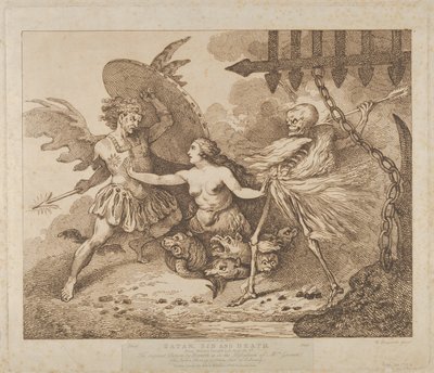 Satan, hřích a smrt Ztracený ráj, Kniha 2, po roce 1790, po roce 1790. od Thomas Rowlandson