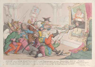 Scéna v nové pantomimě se bude hrát v Theatre Royal Paris, 12. dubna 1815, 12. dubna 1815 od Thomas Rowlandson