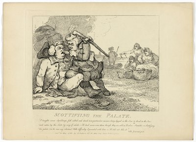 Scottifiying the Palate, z Boswellovy cesty po Hebridách od Thomas Rowlandson