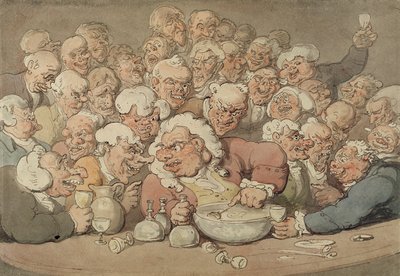 Serving Punch, cca 1815-20 (pero, inkoust a akvarel přes tužku na papíře) od Thomas Rowlandson