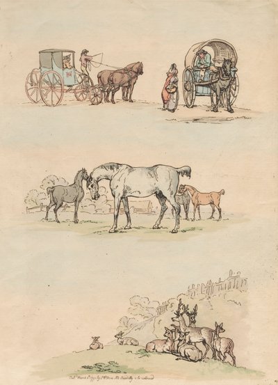 Sada šestnácti: Obrysy obrázku a krajiny od Thomas Rowlandson