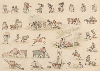 Sada šestnácti: Obrysy postav a krajiny od Thomas Rowlandson