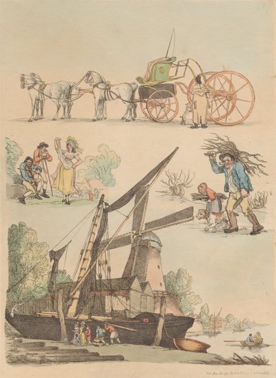 Sada šestnácti: Obrysy postav a krajiny od Thomas Rowlandson