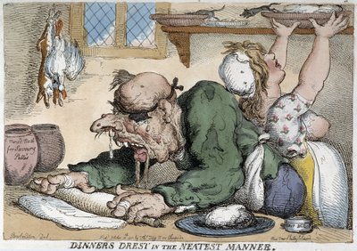 Nemocný muž připravuje jídlo - Cartoon od Rowlandson od Thomas Rowlandson