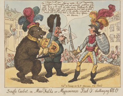 Souboj v Moorfields aneb velkomyslný Paul O! - vyzývající všechny O! (z: Caricature, sv. 4) od Thomas Rowlandson