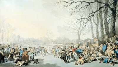 Bruslaři na Serpentinách od Thomas Rowlandson