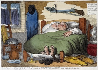 Spící pár chrápání - karikatura Rowlandson od Thomas Rowlandson