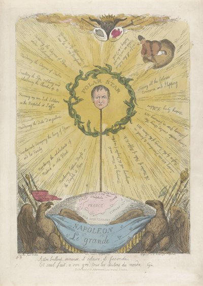 Karikatura s Napoleonem jako Polární hvězdou, 1813 od Thomas Rowlandson