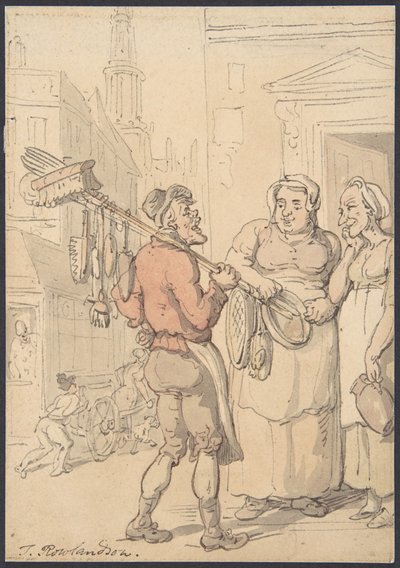 Pohled do ulice: Prodejce štětců od Thomas Rowlandson
