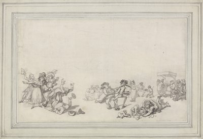 Studie bruslařů: Bruslení na Serpentine od Thomas Rowlandson