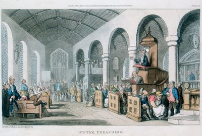 „Kázání syntaxe“, 1813 od Thomas Rowlandson
