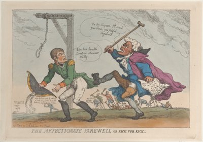 Láskyplné rozloučení aneb kopnutí za kopání, 17. dubna 1814, 17. dubna 1814. od Thomas Rowlandson