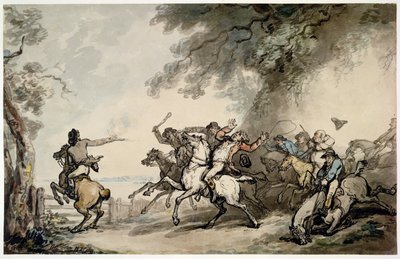The Chase of the Highwayman, c.1790 (pero, inkoust, wc a tužka na papíře) od Thomas Rowlandson
