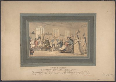 Pohodlí v Bathu: Veřejná snídaně od Thomas Rowlandson