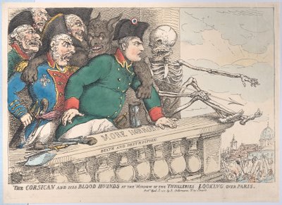 Korsičan a jeho krvaví psi v okně Thuilleries při pohledu přes P..., 16. dubna 1815. od Thomas Rowlandson