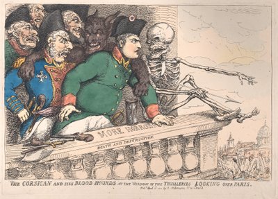 Korsičan a jeho krvaví psi v okně Thuilleries při pohledu přes P..., 16. dubna 1815. od Thomas Rowlandson