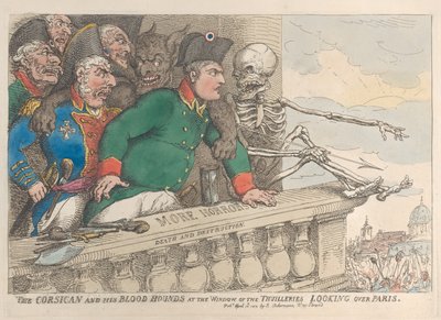 Korsičan a jeho krvaví psi v okně Thuilleries při pohledu přes P..., 16. dubna 1815. od Thomas Rowlandson