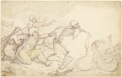Tanec smrti: Nabob zajatý ve svém harému od Thomas Rowlandson