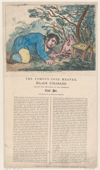 The Famous Coal Heaver Black Charley Pohled do úst báječných ..., 25. února 1805. od Thomas Rowlandson