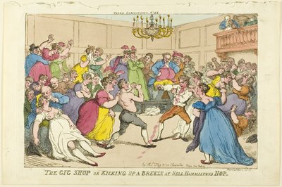 The Gig Shop nebo Kicking Up a Breeze u Nell Hammiltons Hop od Thomas Rowlandson