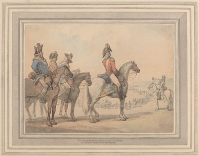 Stráže na pochodu za tažení vévody z Yorku ve Francii od Thomas Rowlandson