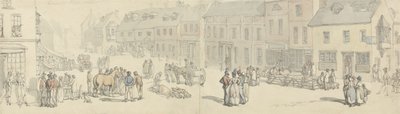 The High Street na Market day, Newport, Isle of Wight, cca 1797-1800 (pero, inkoust a wc na papíře) od Thomas Rowlandson