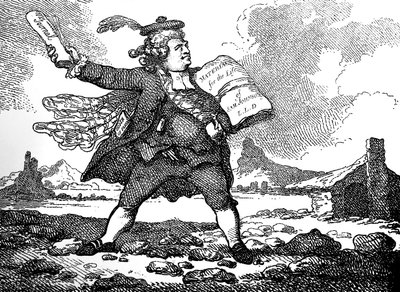 Novinář s výhledem na Auchinleck nebo The Land of Stones, c 1786. od Thomas Rowlandson