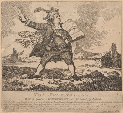 Novinář, s výhledem na Auchinleck nebo Zemi kamenů od Thomas Rowlandson