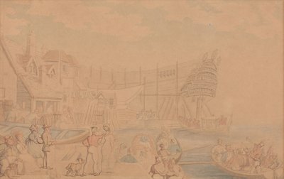 Složení lodi na vodu od Thomas Rowlandson