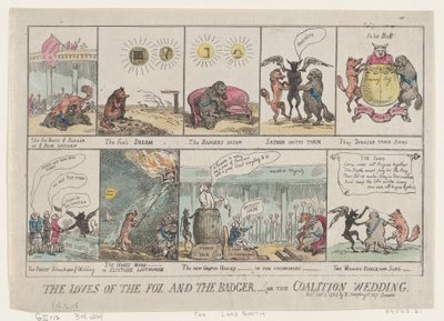 Liščí lásky a jezevec aneb Koaliční svatba. 7. ledna 1784, 7. ledna 1784. od Thomas Rowlandson