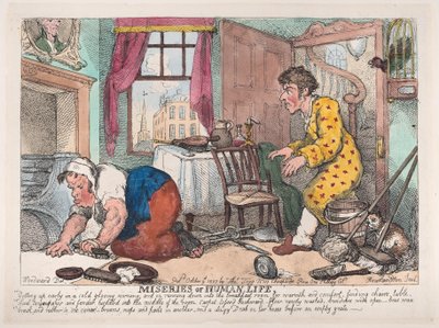 Misérie lidského života: Časné vstávání za chladného ponurého rána...před ..., 9. října 1807. od Thomas Rowlandson