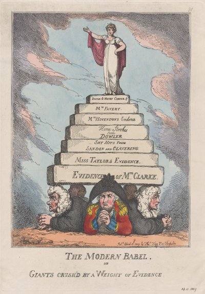 The Modern Babel, aneb obři rozdrceni tíhou důkazů, 11. dubna 1809, 11. dubna 1809. od Thomas Rowlandson