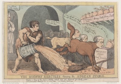 The Modern Hercules, Cleansing the Augean Stáj, 23. dubna 1805, 23. dubna 1805. od Thomas Rowlandson