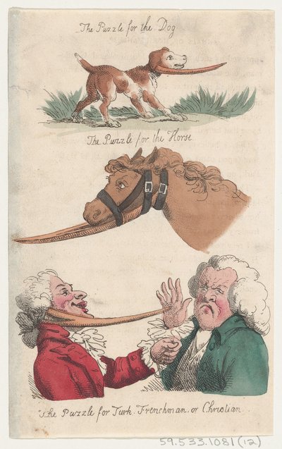 Hádanka pro psa, Hádanka pro koně, Hádanka pro Turka, Francouze nebo Chrise..., 1808. od Thomas Rowlandson