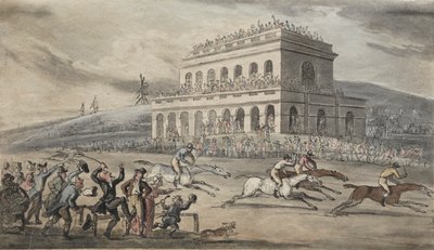 Rev. Dr. Syntax prohraje své peníze na dostihovém závodišti v Yorku od Thomas Rowlandson