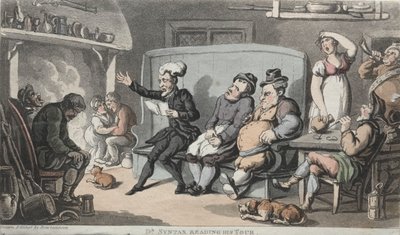 Rev. Dr. Syntax čte svou prohlídku od Thomas Rowlandson