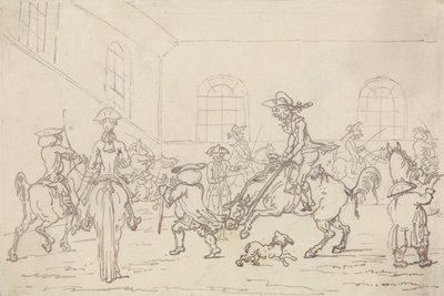 Jezdecká škola (pero a inkoust na papíře) od Thomas Rowlandson
