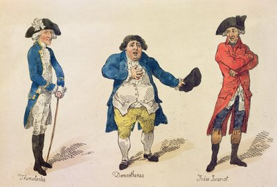 The Rival Candidates, frontispis v knize History of the Westminster Election.. od Lovers of Truth and Justice, Londýn, 1784 (barevný lept) od Thomas Rowlandson