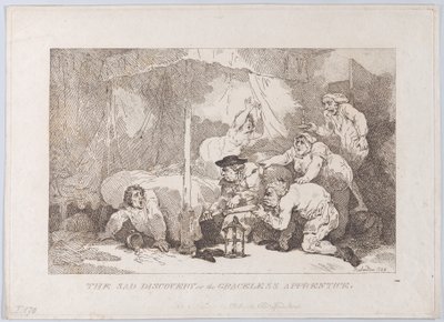 Smutný objev nemilostného učně od Thomas Rowlandson