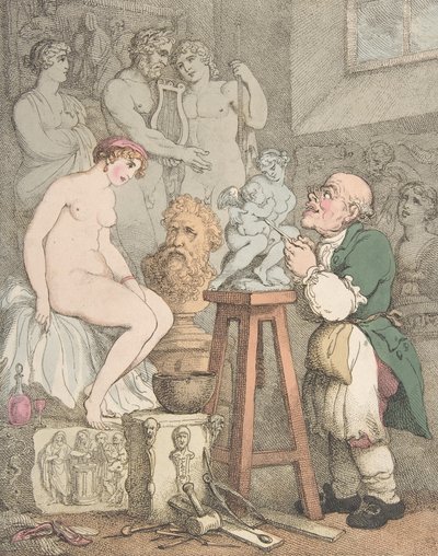 Sochař [Přípravy na Akademii, Old Joseph Nollekens a jeho Venuše], ca. 1800, ca. 1800 od Thomas Rowlandson