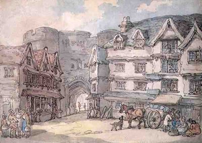 Jižní brána, Exeter (pero, akvarel a tužka na papíře) od Thomas Rowlandson