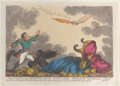 Tyran kontinentu padl, Evropa je svobodná, Anglie se raduje, 1. května 1814, 1. května 1814. od Thomas Rowlandson