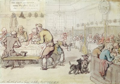 The Wheatsheaf Eating House, Salisbury Court, Fleet Street (inkoust a wc na papíře) od Thomas Rowlandson