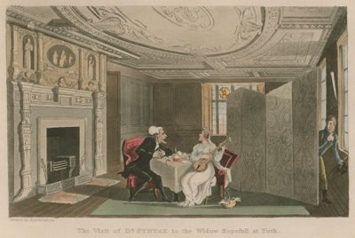 Návštěva Dr. Syntaxe u vdovy Hopefullové v Yorku od Thomas Rowlandson