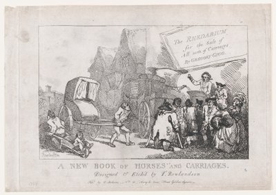Titulní strana: Nová kniha o koních a kočárech, aneb The Rhedarium na prodej všeho druhu..., 1784. od Thomas Rowlandson