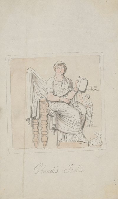 Tombstone, Claudia Italia jako alegorie hudby od Thomas Rowlandson