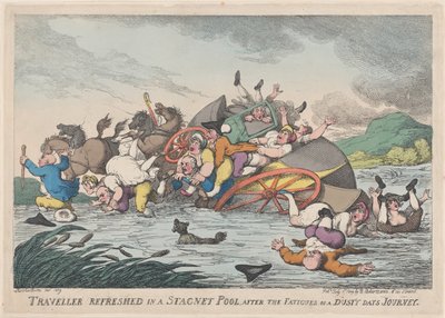 Traveler Refreshed in a Stagnet [sic] Pool, after the Fatigues of a Dusty..., 1. února 1809. od Thomas Rowlandson