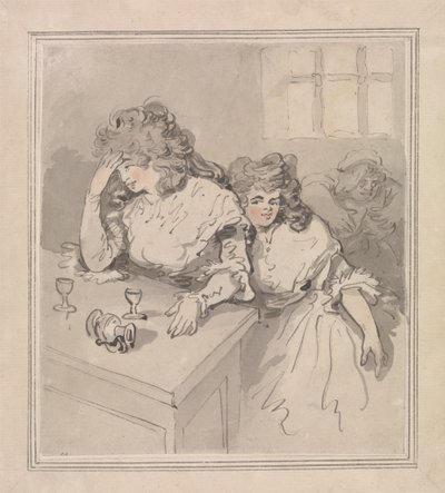Dvě dívky naklánění od Thomas Rowlandson