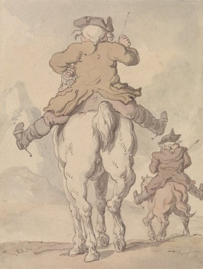 Dva muži na koních, pohled zezadu od Thomas Rowlandson