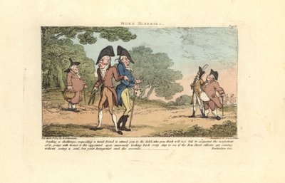 Dva pánové z Regency se chystají svést souboj s pistolemi. od Thomas Rowlandson